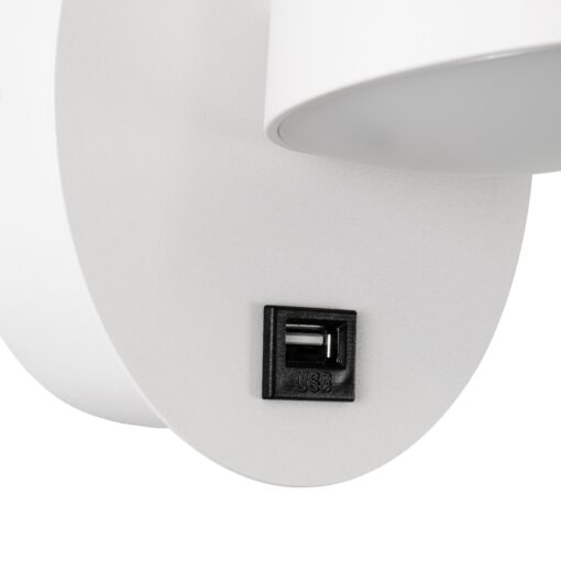 GloboStar® REGENCY 61374 Μοντέρνο Φωτιστικό Τοίχου – Απλίκα Ξενοδοχείου Bed Side LED 8W 920lm 120° AC 220-240V – Reading Up/Down Light – Φορτιστής USB 3A – Μ12 x Π12 x Υ13cm – Φυσικό Λευκό 4500K – Λευκό