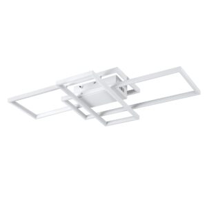 GloboStar® QUADRA 61386 Φωτιστικό Οροφής Design LED CCT 100W 12000lm 120° AC 220-240V – Εναλλαγή Φωτισμού μέσω Τηλεχειριστηρίου All In One Ψυχρό 6000k+Φυσικό 4500k+Θερμό 2700k Dimmable Μ85 x Π45 x Υ9cm – Λευκό – 3 Years Warranty