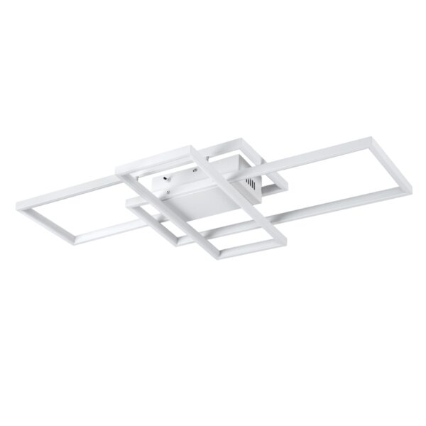 GloboStar® QUADRA 61386 Φωτιστικό Οροφής Design LED CCT 100W 12000lm 120° AC 220-240V – Εναλλαγή Φωτισμού μέσω Τηλεχειριστηρίου All In One Ψυχρό 6000k+Φυσικό 4500k+Θερμό 2700k Dimmable Μ85 x Π45 x Υ9cm – Λευκό – 3 Years Warranty