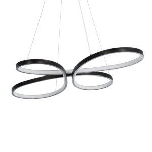 GloboStar® BUTTERFLY 61391 Κρεμαστό Φωτιστικό Οροφής Design LED CCT 75W 8400lm 300° AC 220-240V – Εναλλαγή Φωτισμού μέσω Τηλεχειριστηρίου All In One Ψυχρό 6000k+Φυσικό 4500k+Θερμό 2700k Dimmable Μ71 x Π52 x Υ4cm – Μαύρο – 3 Years Warranty