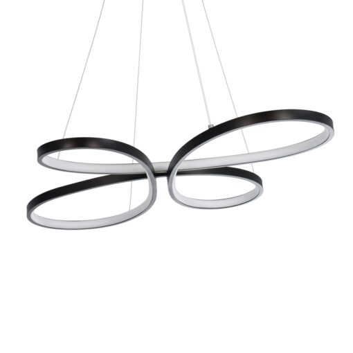 GloboStar® BUTTERFLY 61391 Κρεμαστό Φωτιστικό Οροφής Design LED CCT 75W 8400lm 300° AC 220-240V – Εναλλαγή Φωτισμού μέσω Τηλεχειριστηρίου All In One Ψυχρό 6000k+Φυσικό 4500k+Θερμό 2700k Dimmable Μ71 x Π52 x Υ4cm – Μαύρο – 3 Years Warranty