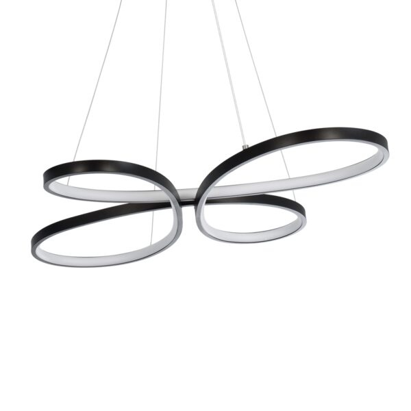 GloboStar® BUTTERFLY 61391 Κρεμαστό Φωτιστικό Οροφής Design LED CCT 75W 8400lm 300° AC 220-240V – Εναλλαγή Φωτισμού μέσω Τηλεχειριστηρίου All In One Ψυχρό 6000k+Φυσικό 4500k+Θερμό 2700k Dimmable Μ71 x Π52 x Υ4cm – Μαύρο – 3 Years Warranty