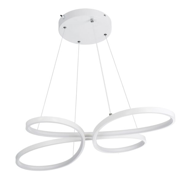 GloboStar® BUTTERFLY 61392 Κρεμαστό Φωτιστικό Οροφής Design LED CCT 75W 8400lm 300° AC 220-240V – Εναλλαγή Φωτισμού μέσω Τηλεχειριστηρίου All In One Ψυχρό 6000k+Φυσικό 4500k+Θερμό 2700k Dimmable Μ71 x Π52 x Υ4cm – Λευκό – 3 Years Warranty