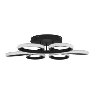 GloboStar® MARGARET 61400 Φωτιστικό Οροφής Design LED CCT 54W 6210lm 360° AC 220-240V – Εναλλαγή Φωτισμού μέσω Τηλεχειριστηρίου All In One Ψυχρό 6000k+Φυσικό 4500k+Θερμό 2700k Dimmable Φ57 x Υ12cm – Μαύρο – 3 Years Warranty