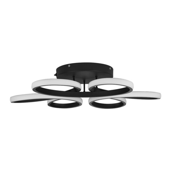 GloboStar® MARGARET 61400 Φωτιστικό Οροφής Design LED CCT 54W 6210lm 360° AC 220-240V – Εναλλαγή Φωτισμού μέσω Τηλεχειριστηρίου All In One Ψυχρό 6000k+Φυσικό 4500k+Θερμό 2700k Dimmable Φ57 x Υ12cm – Μαύρο – 3 Years Warranty