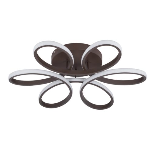 GloboStar® MARGARET 61402 Φωτιστικό Οροφής Design LED CCT 54W 6210lm 360° AC 220-240V – Εναλλαγή Φωτισμού μέσω Τηλεχειριστηρίου All In One Ψυχρό 6000k+Φυσικό 4500k+Θερμό 2700k Dimmable Φ57 x Υ12cm – Καφέ – 3 Years Warranty