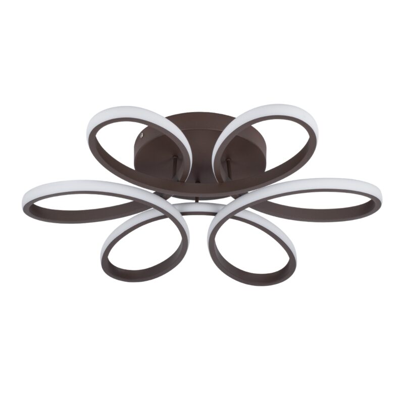 GloboStar® MARGARET 61402 Φωτιστικό Οροφής Design LED CCT 54W 6210lm 360° AC 220-240V – Εναλλαγή Φωτισμού μέσω Τηλεχειριστηρίου All In One Ψυχρό 6000k+Φυσικό 4500k+Θερμό 2700k Dimmable Φ57 x Υ12cm – Καφέ – 3 Years Warranty