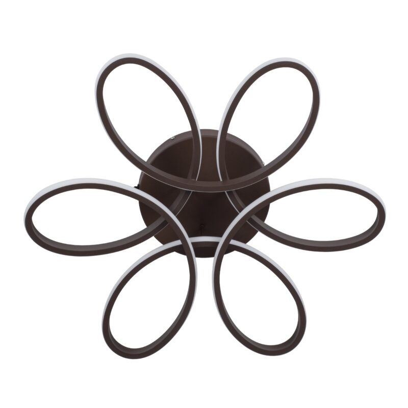 GloboStar® MARGARET 61402 Φωτιστικό Οροφής Design LED CCT 54W 6210lm 360° AC 220-240V – Εναλλαγή Φωτισμού μέσω Τηλεχειριστηρίου All In One Ψυχρό 6000k+Φυσικό 4500k+Θερμό 2700k Dimmable Φ57 x Υ12cm – Καφέ – 3 Years Warranty