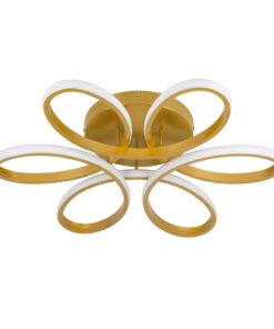 GloboStar® MARGARET 61403 Φωτιστικό Οροφής Design LED CCT 54W 6210lm 360° AC 220-240V – Εναλλαγή Φωτισμού μέσω Τηλεχειριστηρίου All In One Ψυχρό 6000k+Φυσικό 4500k+Θερμό 2700k Dimmable Φ57 x Υ12cm – Χρυσό Βούρτσας – 3 Years Warranty