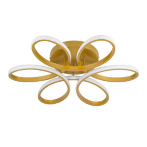 GloboStar® MARGARET 61403 Φωτιστικό Οροφής Design LED CCT 54W 6210lm 360° AC 220-240V – Εναλλαγή Φωτισμού μέσω Τηλεχειριστηρίου All In One Ψυχρό 6000k+Φυσικό 4500k+Θερμό 2700k Dimmable Φ57 x Υ12cm – Χρυσό Βούρτσας – 3 Years Warranty