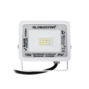 GloboStar® ATLAS 61404 Επαγγελματικός Προβολέας LED 10W 1250lm 120° AC 220-240V – Αδιάβροχος IP67 – Μ10 x Π2 x Υ8cm – Λευκό – Ψυχρό Λευκό 6000K – LUMILEDS Chips – TÜV Rheinland Certified – 5 Years Warranty