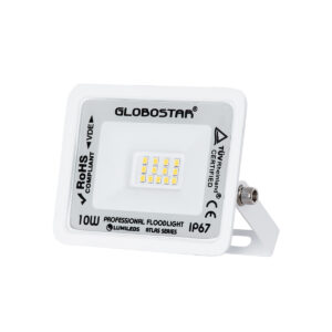 GloboStar® ATLAS 61405 Επαγγελματικός Προβολέας LED 10W 1200lm 120° AC 220-240V – Αδιάβροχος IP67 – Μ10 x Π2 x Υ8cm – Λευκό – Φυσικό Λευκό 4500K – LUMILEDS Chips – TÜV Rheinland Certified – 5 Years Warranty