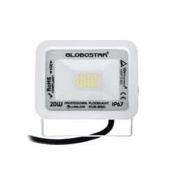 GloboStar® ATLAS 61407 Επαγγελματικός Προβολέας LED 20W 2500lm 120° AC 220-240V – Αδιάβροχος IP67 – Μ12 x Π2.5 x Υ9.5cm – Λευκό – Ψυχρό Λευκό 6000K – LUMILEDS Chips – TÜV Rheinland Certified – 5 Years Warranty