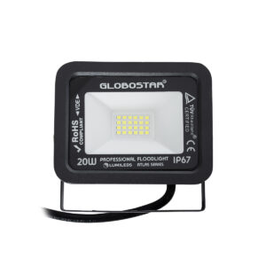 GloboStar® ATLAS 61410 Επαγγελματικός Προβολέας LED 20W 2500lm 120° AC 220-240V – Αδιάβροχος IP67 – Μ12 x Π2.5 x Υ9.5cm – Μαύρο – Ψυχρό Λευκό 6000K – LUMILEDS Chips – TÜV Rheinland Certified – 5 Years Warranty