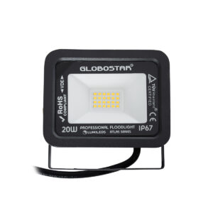 GloboStar® ATLAS 61412 Επαγγελματικός Προβολέας LED 20W 2300lm 120° AC 220-240V – Αδιάβροχος IP67 – Μ12 x Π2.5 x Υ9.5cm – Μαύρο – Θερμό Λευκό 2700K – LUMILEDS Chips – TÜV Rheinland Certified – 5 Years Warranty