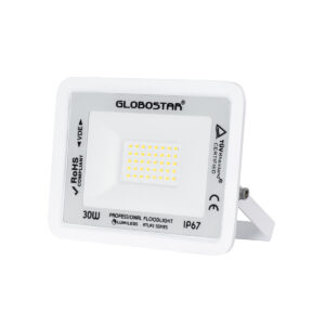 GloboStar® ATLAS 61414 Επαγγελματικός Προβολέας LED 30W 3600lm 120° AC 220-240V – Αδιάβροχος IP67 – Μ16 x Π2.5 x Υ12.5cm – Λευκό – Φυσικό Λευκό 4500K – LUMILEDS Chips – TÜV Rheinland Certified – 5 Years Warranty