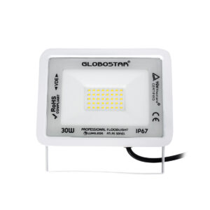 GloboStar® ATLAS 61414 Επαγγελματικός Προβολέας LED 30W 3600lm 120° AC 220-240V – Αδιάβροχος IP67 – Μ16 x Π2.5 x Υ12.5cm – Λευκό – Φυσικό Λευκό 4500K – LUMILEDS Chips – TÜV Rheinland Certified – 5 Years Warranty