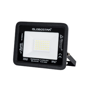 GloboStar® ATLAS 61416 Επαγγελματικός Προβολέας LED 30W 3750lm 120° AC 220-240V – Αδιάβροχος IP67 – Μ16 x Π2.5 x Υ12.5cm – Μαύρο – Ψυχρό Λευκό 6000K – LUMILEDS Chips – TÜV Rheinland Certified – 5 Years Warranty