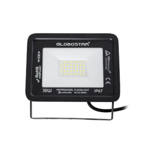 GloboStar® ATLAS 61416 Επαγγελματικός Προβολέας LED 30W 3750lm 120° AC 220-240V – Αδιάβροχος IP67 – Μ16 x Π2.5 x Υ12.5cm – Μαύρο – Ψυχρό Λευκό 6000K – LUMILEDS Chips – TÜV Rheinland Certified – 5 Years Warranty