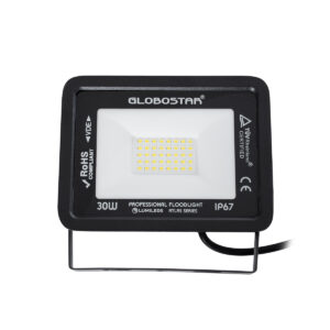 GloboStar® ATLAS 61417 Επαγγελματικός Προβολέας LED 30W 3600lm 120° AC 220-240V – Αδιάβροχος IP67 – Μ16 x Π2.5 x Υ12.5cm – Μαύρο – Φυσικό Λευκό 4500K – LUMILEDS Chips – TÜV Rheinland Certified – 5 Years Warranty