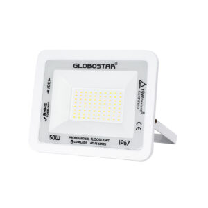 GloboStar® ATLAS 61420 Επαγγελματικός Προβολέας LED 50W 6000lm 120° AC 220-240V – Αδιάβροχος IP67 – Μ21 x Π3.5 x Υ16cm – Λευκό – Φυσικό Λευκό 4500K – LUMILEDS Chips – TÜV Rheinland Certified – 5 Years Warranty