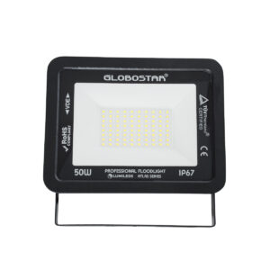 GloboStar® ATLAS 61423 Επαγγελματικός Προβολέας LED 50W 6000lm 120° AC 220-240V – Αδιάβροχος IP67 – Μ21 x Π3.5 x Υ16cm – Μαύρο – Φυσικό Λευκό 4500K – LUMILEDS Chips – TÜV Rheinland Certified – 5 Years Warranty