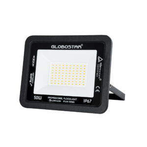 GloboStar® ATLAS 61424 Επαγγελματικός Προβολέας LED 50W 5750lm 120° AC 220-240V – Αδιάβροχος IP67 – Μ21 x Π3.5 x Υ16cm – Μαύρο – Θερμό Λευκό 2700K – LUMILEDS Chips – TÜV Rheinland Certified – 5 Years Warranty