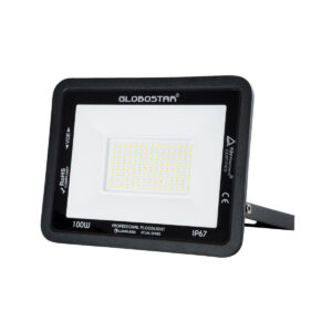 GloboStar® ATLAS 61425 Επαγγελματικός Προβολέας LED 100W 12500lm 120° AC 220-240V – Αδιάβροχος IP67 – Μ27 x Π4 x Υ21cm – Μαύρο – Ψυχρό Λευκό 6000K – LUMILEDS Chips – TÜV Rheinland Certified – 5 Years Warranty