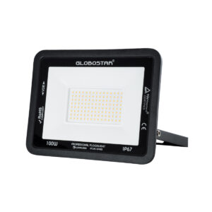 GloboStar® ATLAS 61427 Επαγγελματικός Προβολέας LED 100W 11500lm 120° AC 220-240V – Αδιάβροχος IP67 – Μ27 x Π4 x Υ21cm – Μαύρο – Θερμό Λευκό 2700K – LUMILEDS Chips – TÜV Rheinland Certified – 5 Years Warranty