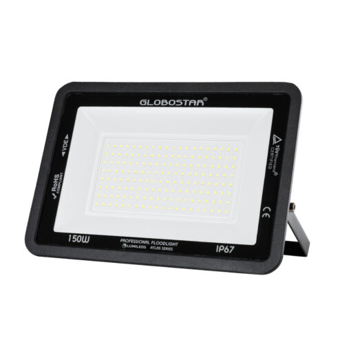 GloboStar® ATLAS 61428 Επαγγελματικός Προβολέας LED 150W 18750lm 120° AC 220-240V – Αδιάβροχος IP67 – Μ32 x Π4 x Υ23cm – Μαύρο – Ψυχρό Λευκό 6000K – LUMILEDS Chips – TÜV Rheinland Certified – 5 Years Warranty