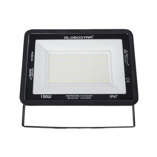 GloboStar® ATLAS 61428 Επαγγελματικός Προβολέας LED 150W 18750lm 120° AC 220-240V – Αδιάβροχος IP67 – Μ32 x Π4 x Υ23cm – Μαύρο – Ψυχρό Λευκό 6000K – LUMILEDS Chips – TÜV Rheinland Certified – 5 Years Warranty