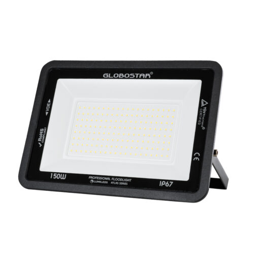 GloboStar® ATLAS 61429 Επαγγελματικός Προβολέας LED 150W 18000lm 120° AC 220-240V – Αδιάβροχος IP67 – Μ32 x Π4 x Υ23cm – Μαύρο – Φυσικό Λευκό 4500K – LUMILEDS Chips – TÜV Rheinland Certified – 5 Years Warranty
