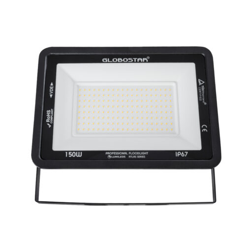 GloboStar® ATLAS 61430 Επαγγελματικός Προβολέας LED 150W 17250lm 120° AC 220-240V – Αδιάβροχος IP67 – Μ32 x Π4 x Υ23cm – Μαύρο – Θερμό Λευκό 2700K – LUMILEDS Chips – TÜV Rheinland Certified – 5 Years Warranty