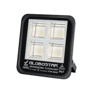 GloboStar® TITAN 61434 Επαγγελματικός Προβολέας για Γήπεδα Tennis & Ποδοσφαίρου 5×5 LED 260W 32500lm 60°x90° FishEye AC 220-240V – Αδιάβροχος IP67 – Μ30 x Π8 x Υ28cm – Μαύρο – Φυσικό Λευκό 5000K – LUMILEDS Chips – TÜV Rheinland Certified – 5 Years Warranty