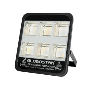 GloboStar® TITAN 61435 Επαγγελματικός Προβολέας για Γήπεδα Tennis & Ποδοσφαίρου 5×5 LED 390W 48750lm 60°x90° FishEye AC 220-240V – Αδιάβροχος IP67 – Μ32 x Π8 x Υ35cm – Μαύρο – Φυσικό Λευκό 5000K – LUMILEDS Chips – TÜV Rheinland Certified – 5 Χρόνια Εγγύηση