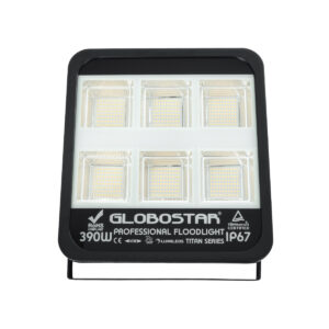 GloboStar® TITAN 61435 Επαγγελματικός Προβολέας για Γήπεδα Tennis & Ποδοσφαίρου 5×5 LED 390W 48750lm 60°x90° FishEye AC 220-240V – Αδιάβροχος IP67 – Μ32 x Π8 x Υ35cm – Μαύρο – Φυσικό Λευκό 5000K – LUMILEDS Chips – TÜV Rheinland Certified – 5 Χρόνια Εγγύηση