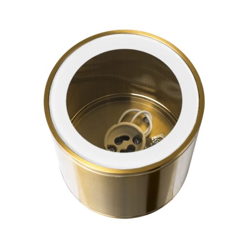GloboStar® MARETTI 61447 Επιφανειακό Στρόγγυλο Φωτιστικό Σποτ με Ντουί 1 x GU10 VDE Certified AC 220-240V Αδιάβροχο IP65 – Σώμα Αλουμινίου & Υψηλής Αντοχής Tempered Glass – Φ9 x Υ9cm – Χρυσό Πλατίνα – 5 Χρόνια Εγγύηση