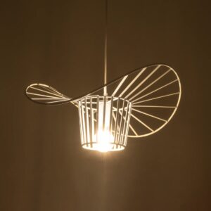 GloboStar® LUMINOVA 61463 Μοντέρνο Κρεμαστό Φωτιστικό Πλέγμα Μονόφωτο 1 x E27 IP20 Λευκό Σχοινί με Λευκό Σύρμα – Μ42 x Π42 x Υ20.5cm