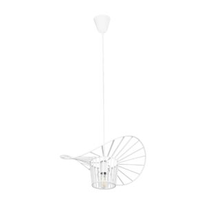 GloboStar® LUMINOVA 61463 Μοντέρνο Κρεμαστό Φωτιστικό Πλέγμα Μονόφωτο 1 x E27 IP20 Λευκό Σχοινί με Λευκό Σύρμα – Μ42 x Π42 x Υ20.5cm