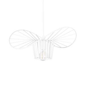 GloboStar® LUMINOVA 61463 Μοντέρνο Κρεμαστό Φωτιστικό Πλέγμα Μονόφωτο 1 x E27 IP20 Λευκό Σχοινί με Λευκό Σύρμα – Μ42 x Π42 x Υ20.5cm