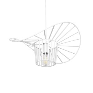 GloboStar® LUMINOVA 61463 Μοντέρνο Κρεμαστό Φωτιστικό Πλέγμα Μονόφωτο 1 x E27 IP20 Λευκό Σχοινί με Λευκό Σύρμα – Μ42 x Π42 x Υ20.5cm