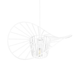 GloboStar® LUMINOVA 61463 Μοντέρνο Κρεμαστό Φωτιστικό Πλέγμα Μονόφωτο 1 x E27 IP20 Λευκό Σχοινί με Λευκό Σύρμα – Μ42 x Π42 x Υ20.5cm