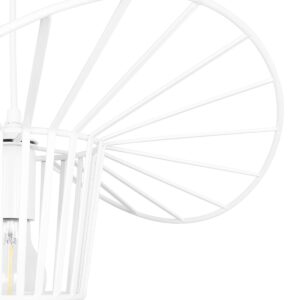 GloboStar® LUMINOVA 61463 Μοντέρνο Κρεμαστό Φωτιστικό Πλέγμα Μονόφωτο 1 x E27 IP20 Λευκό Σχοινί με Λευκό Σύρμα – Μ42 x Π42 x Υ20.5cm