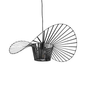 GloboStar® LUMINOVA 61464 Μοντέρνο Κρεμαστό Φωτιστικό Πλέγμα Μονόφωτο 1 x E27 IP20 Μαύρο Σχοινί με Μαύρο Σύρμα – Μ65 x Π65 x Υ25cm