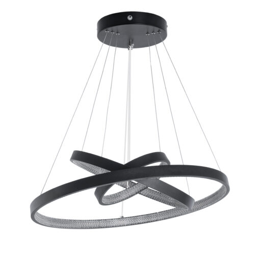 GloboStar® DIAMOND TRIO 61523-DECO Κρεμαστό Φωτιστικό Δαχτυλίδι-Κύκλος LED CCT 100W 11200lm 360° AC 220-240V – Εναλλαγή Φωτισμού μέσω Τηλεχειριστηρίου All In One Ψυχρό 6000k+Φυσικό 4500k+Θερμό 2700k Dimmable Φ25+40+60cm – Μαυρο – 3 Χρόνια Εγγύηση