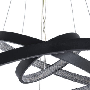 GloboStar® DIAMOND TRIO 61523-DECO Κρεμαστό Φωτιστικό Δαχτυλίδι-Κύκλος LED CCT 100W 11200lm 360° AC 220-240V – Εναλλαγή Φωτισμού μέσω Τηλεχειριστηρίου All In One Ψυχρό 6000k+Φυσικό 4500k+Θερμό 2700k Dimmable Φ25+40+60cm – Μαυρο – 3 Χρόνια Εγγύηση
