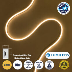 GloboStar® NEONPRO 61527 Professional Neon Flex LED 10W/m 1200lm/m 120° DC 48V Αδιάβροχη IP68 – 120 x SMD 2835 LED Chip/Μέτρο – Dimmable – Μ100 x Π6 x Υ1.2cm – Θερμό Λευκό 2700K – LUMILEDS High Efficiency Chips – 6 Χρόνια Εγγύηση