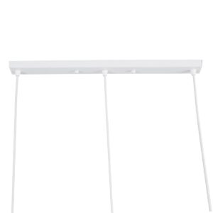 GloboStar® EIFFEL 61570 Vintage Κρεμαστό Φωτιστικό Οροφής Τρίφωτο 3 x E27 Λευκό Μεταλλικό Πλέγμα με Λευκό Ύφασμα Μ68 x Π25 x Υ130cm