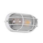 GloboStar® BOATLIGHT 61582 Vintage Industrial Φωτιστικό Τοίχου – Απλίκα – Καραβοχελώνα Εξωτερικού Χώρου Μονόφωτο 1 x E27 AC220-240V Αδιάβροχο IP65 – Σώμα Αλουμινίου & Tempered Glass – Μ21 x Π10.4 x Υ9cm – Λευκό – Οβάλ – 5 Years Warranty
