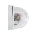 GloboStar® BOATLIGHT 61582 Vintage Industrial Φωτιστικό Τοίχου – Απλίκα – Καραβοχελώνα Εξωτερικού Χώρου Μονόφωτο 1 x E27 AC220-240V Αδιάβροχο IP65 – Σώμα Αλουμινίου & Tempered Glass – Μ21 x Π10.4 x Υ9cm – Λευκό – Οβάλ – 5 Years Warranty